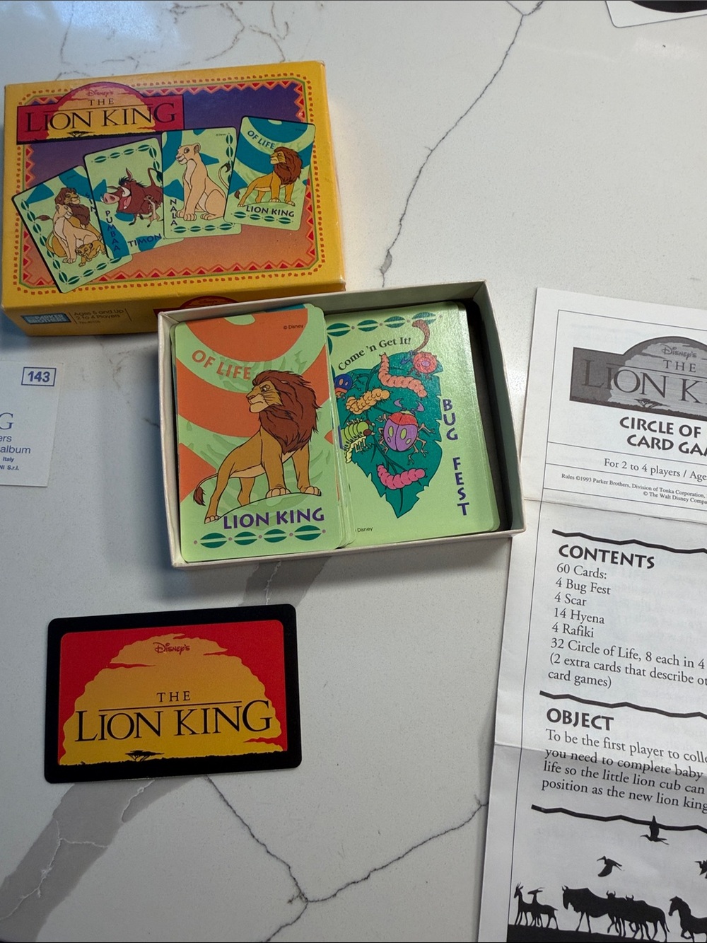 Vintage 1993 Disney Lion King Circle of Life Card Game